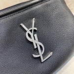 YSL Classic Monogram Belt Bag Textured Leather Black with Silver