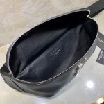 YSL Classic Monogram Belt Bag Textured Leather Black with Silver