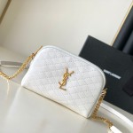 YSL Saint Laurent gaby zipped pouch in quilted lambskin White 