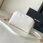 YSL Saint Laurent gaby zipped pouch in quilted lambskin White 