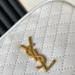 YSL Saint Laurent gaby zipped pouch in quilted lambskin White 