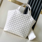 YSL Saint Laurent icare maxi shopping bag in quilted lambskin White