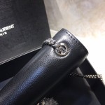 YSL Kate Medium Bag in Textured Leather Black with Silver