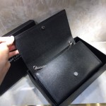 YSL Kate Medium Bag in Textured Leather Black with Silver