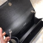 YSL Kate Medium Bag in Textured Leather Black with Silver