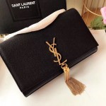 YSL Kate Medium Bag in Textured Leather Black