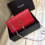 YSL Kate Medium Bag in Textured Leather Red