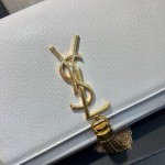 YSL Kate Medium Bag in Textured Leather White