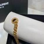 YSL Kate Medium Bag in Textured Leather White