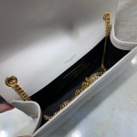 YSL Kate Medium Bag in Textured Leather White