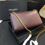 YSL Kate Medium Bag in Textured Leather Burgundy