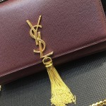 YSL Kate Medium Bag in Textured Leather Burgundy