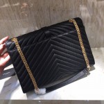 YSL Large Envelope Bag Black with Gold