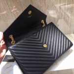 YSL Large Envelope Bag Black with Gold