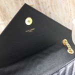 YSL Large Envelope Bag Black with Gold