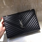 YSL Large Envelope Bag Black with Silver