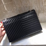 YSL Large Envelope Bag Black with Silver