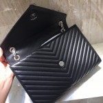 YSL Large Envelope Bag Black with Silver