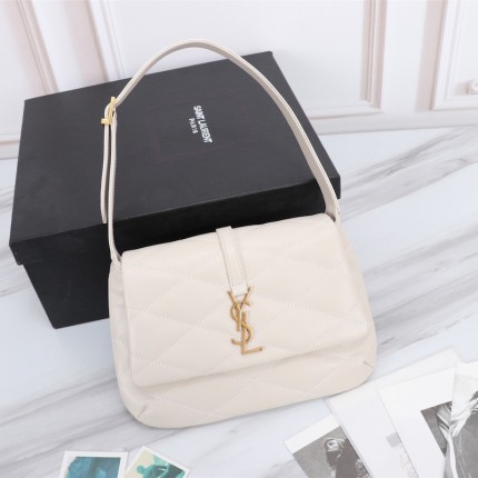 YSL Saint Laurent Le 57 Hobo Bag in Quilted Lambskin White