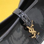 YSL Saint Laurent LE 5 A 7 Hobo Bag in Patent Leather Black