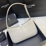 YSL Saint Laurent LE 5 A 7 Hobo Bag in Smooth Leather White