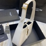 YSL Saint Laurent LE 5 A 7 Hobo Bag in Smooth Leather White