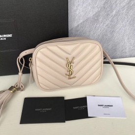 YSL Lou Belt Bag in Quilted Leather Beige