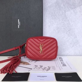 YSL Lou Belt Bag in Quilted Leather Red