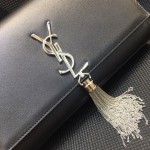 YSL Kate Medium Bag with Tassel Black with Silver