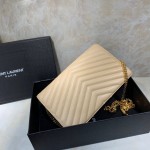 YSL Monogram Envelope Chain Bag Beige