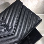 YSL Monogram Envelope Chain Bag Black with Black