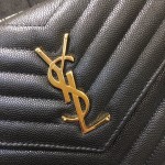 YSL Monogram Envelope Chain Bag Black with Gold