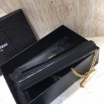 YSL Monogram Envelope Chain Bag Black with Gold