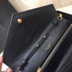 YSL Monogram Envelope Chain Bag Black with Gold