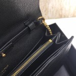 YSL Monogram Envelope Chain Bag Black with Gold