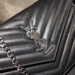 YSL Monogram Envelope Chain Bag Black with Silver