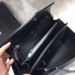 YSL Monogram Envelope Chain Bag Black with Silver