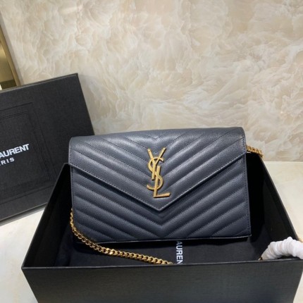 YSL Monogram Envelope Chain Bag Blue