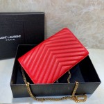 YSL Monogram Envelope Chain Bag Red