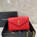 YSL Monogram Envelope Chain Bag Red