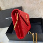 YSL Monogram Envelope Chain Bag Red