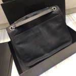 YSL Monogramme Medium Croc Niki Bag Black