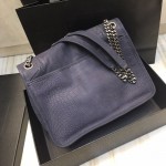 YSL Monogramme Medium Croc Niki Bag Blue