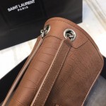 YSL Monogramme Medium Croc Niki Bag Tan