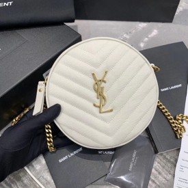 YSL Round Jade Camera Bag White