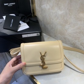 Saint Laurent Solferino Small Satchel in Box Leather Beige