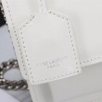 YSL Sunset Chain Leather Bag White with Silver