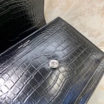 YSL Sunset Chain Croc Bag Black with Silver