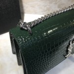 YSL Sunset Chain Croc Bag Green