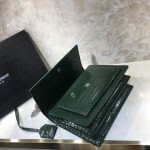 YSL Sunset Chain Croc Bag Green